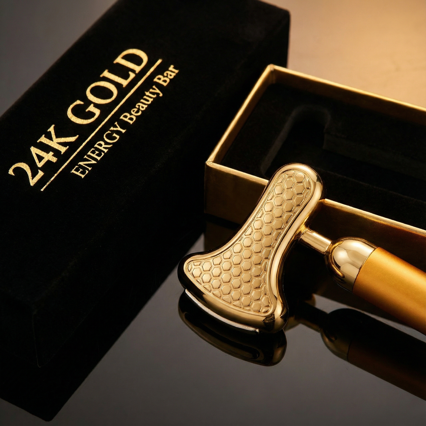 24K Gold Energy Beauty Bar Electric Facial Massage Roller