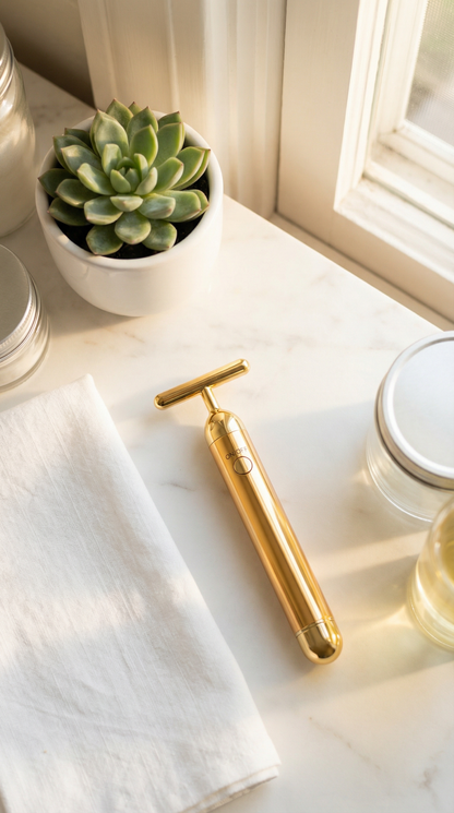24K Gold Energy Beauty Bar Electric Facial Massage Roller