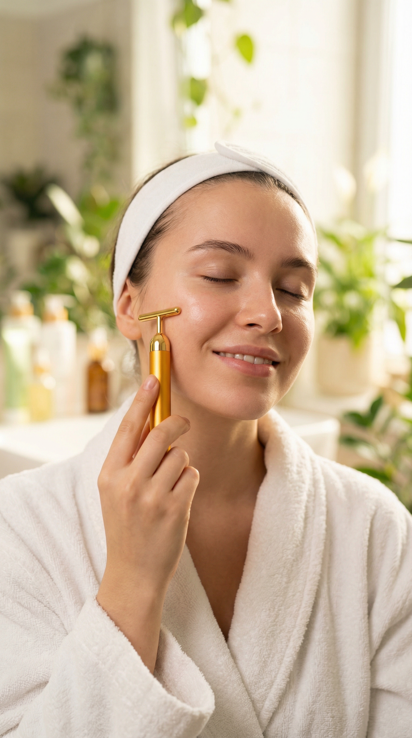 24K Gold Energy Beauty Bar Electric Facial Massage Roller